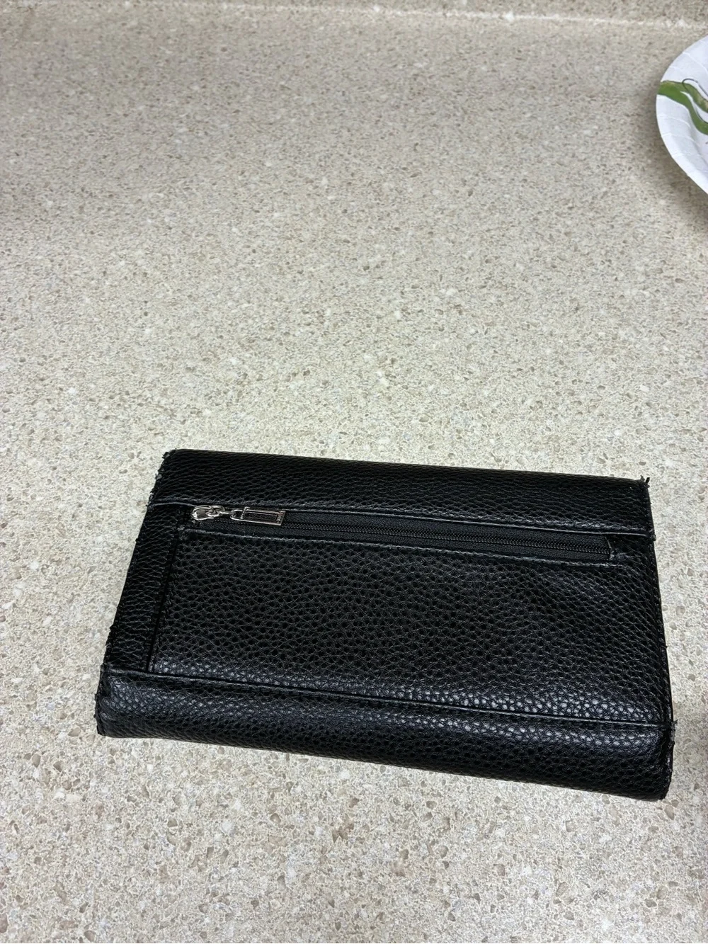 GUESS Black Embossed Foldover Leather Wallet
